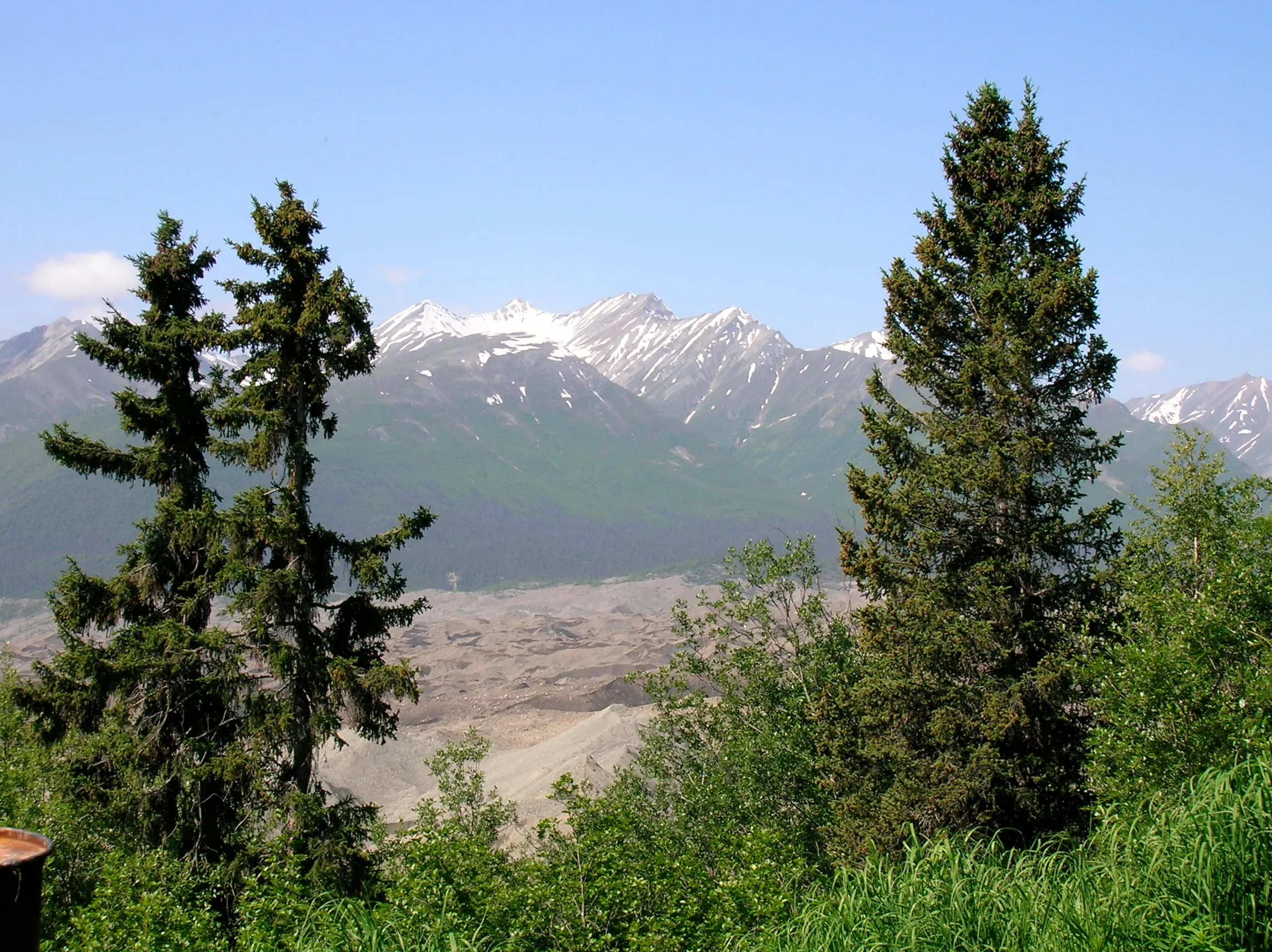View of the Wrangell Mountains from our front yard